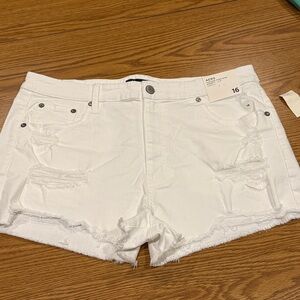 AERO Aeropostale Vintage High Rise Shorty White Denim Shorts Sz 16 New With Tags